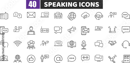 Speaking Vector Icons – 40 Voice Call Chat Communication Symbols