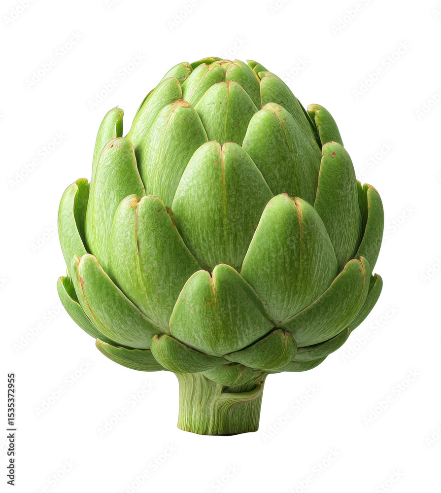 Fototapeta premium Fresh green artichoke close-up with detailed texture