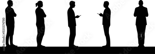 Create a kinds of deferent The silhouettes of individuals are showcased in architectural drawings, specifically in elevation and section views, to add a human element to 2D designs vector art with whi