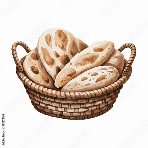 Rustic Middle Eastern Bread Basket with Flatbreads
