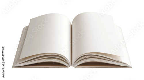 Open blank book with unwritten pages in close-up view