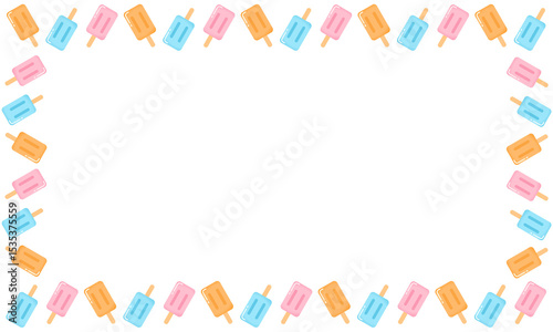 Popsicles Frame, Cute Ice Cream Bar Pastel Summer PNG