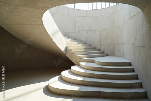 Modern Concrete Staircase with Sunlight Shadows