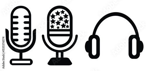 Microphone and headphone icons for audio and broadcasting