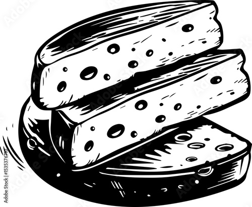cheese vector illustration black and white style