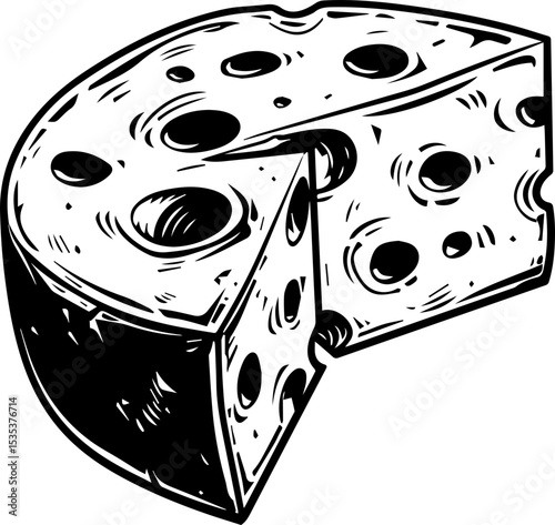 cheese vector illustration black and white style