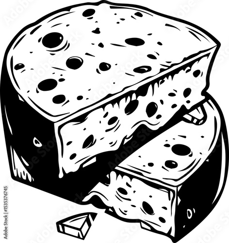 cheese vector illustration black and white style