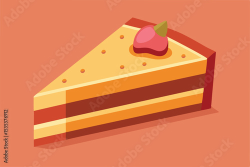 Delicious Two-Layered Cake Slice A Sweet Treat Illustration