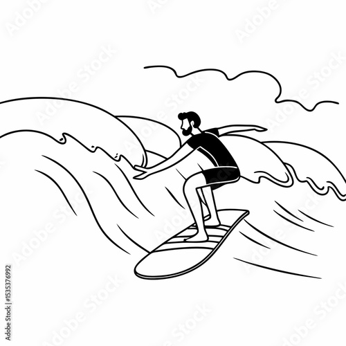 vector  of a surfing man