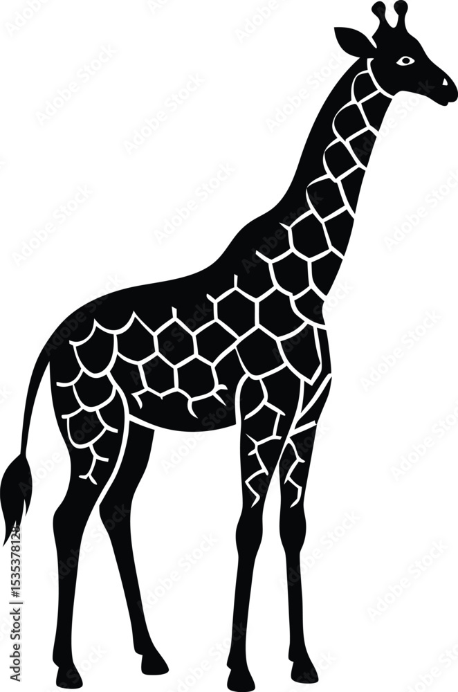 Obraz premium Silhouette of a giraffe with geometric patterns on a white background