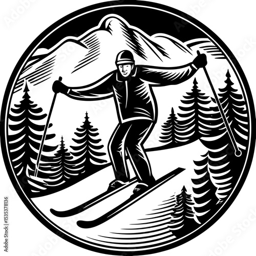 vector of a man skiing