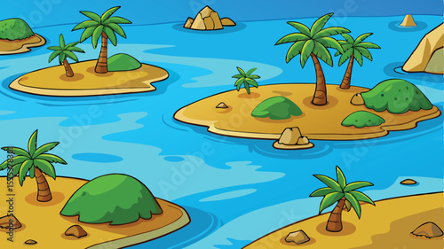 Serene tropical lagoon calm water lush greenery and tranquil scene