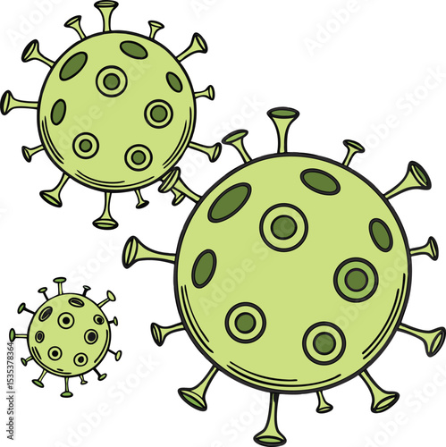 Microscopic virus illustrations detailed medical vector graphics