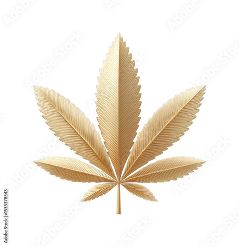 Golden cannabis leaf with intricate detail