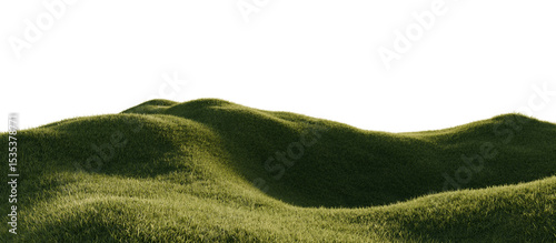 Hills with grass on a transparent background. 3D rendering.	
