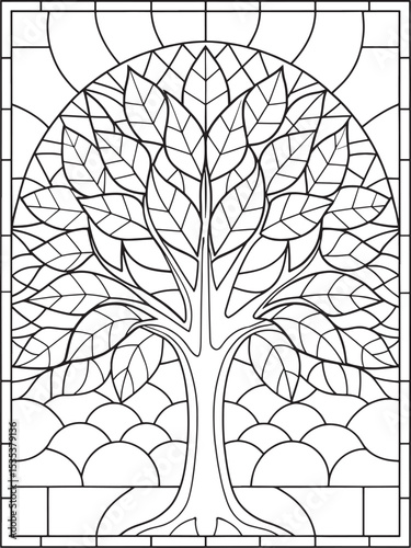 Tree of life printable art coloring page for adults and relaxation