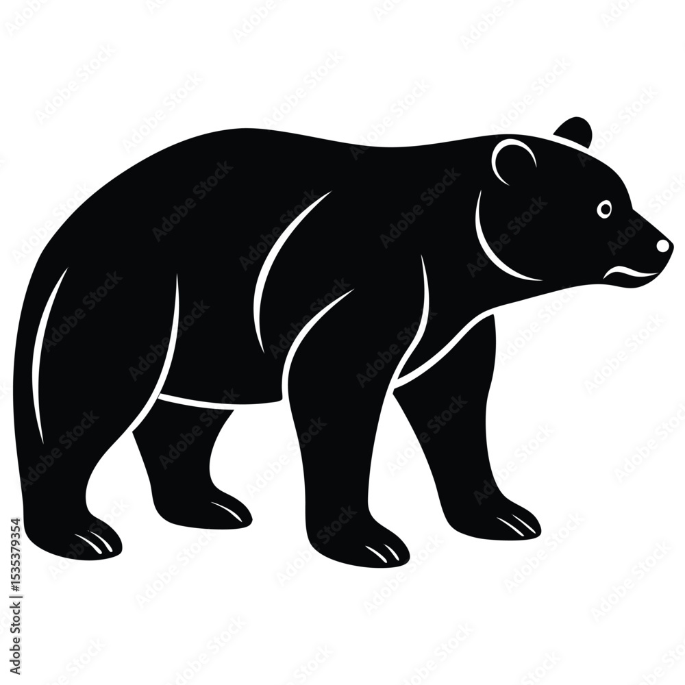 Fototapeta premium Silhouetted standing bear illustration showing animal wildlife nature and simple graphic design