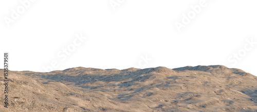 Rocky Terrain with Dry Earth and Rugged Landscape Features. 3D rendering.