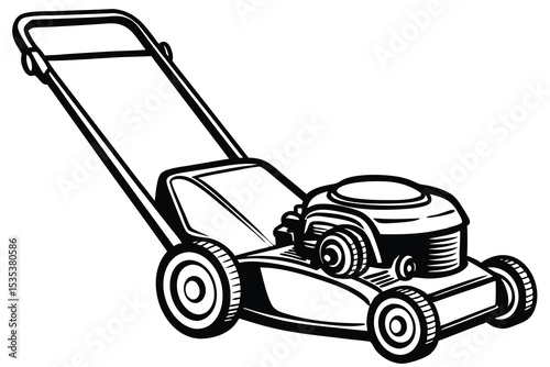 Classic Lawn Mower Illustration Vintage Garden Equipment Design