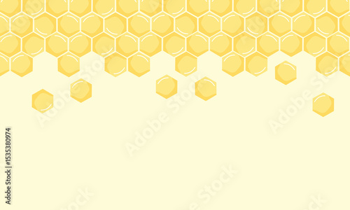 Honey sign with hexagon grid cells on yellow background vector.