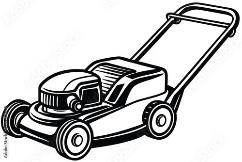 Classic Lawn Mower Illustration Vintage Design for Landscaping and Gardening