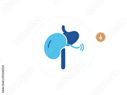 a simple flat 2d icon of 'a non invasive procedure', with a simple human organ icon and a light beam or sound wave interacting with it without cutting, minimalist design photo