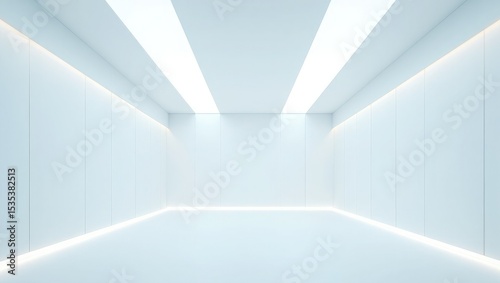Minimalist White Room Interior Design Bright Lighting Empty Space