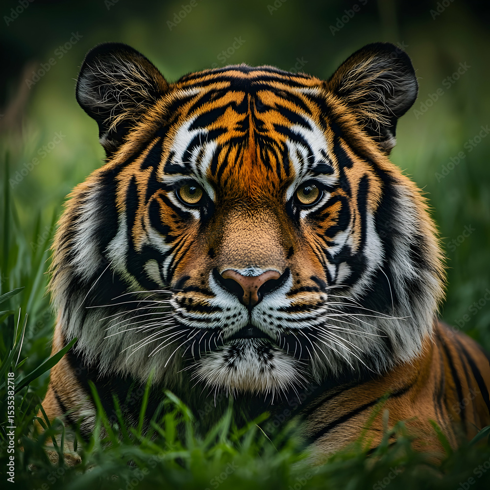 Fototapeta premium Majestic Tiger in the Wild – International Tiger Day Concept