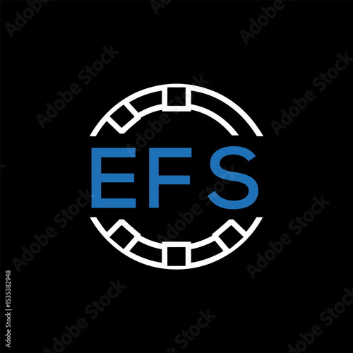 EFS Modern Tech Logo, Design – EFS Later Logo,  Futuristic Blue and White Circular Emblem on Black Background.
