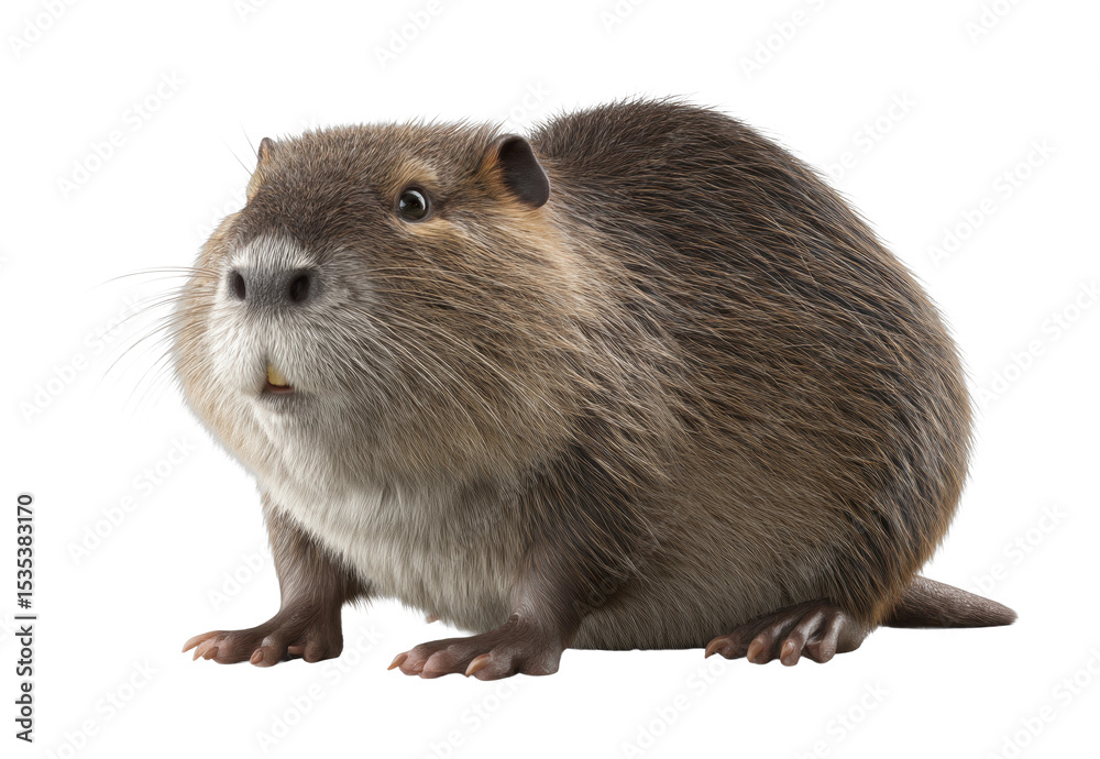 Fototapeta premium Close-up of a nutria with detailed fur and whiskers