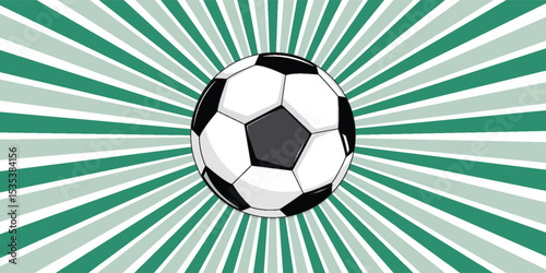 Ball on soccer field top view, football pitch view from above, poster with space for text, vector