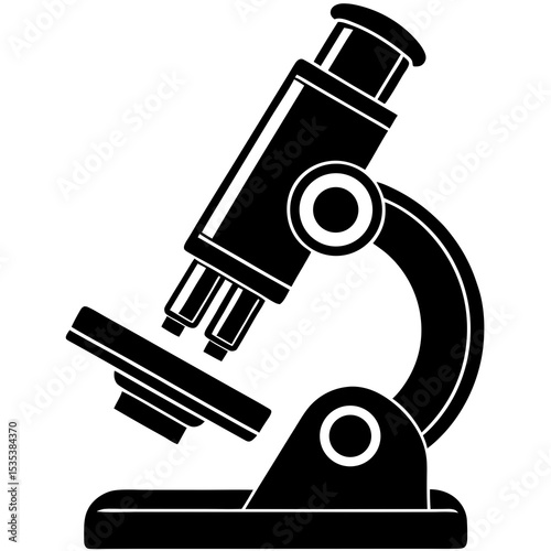 "Microscope Vector Illustration | Generative AI & Linocut Silhouette Design"
