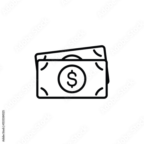 Line art depicting money, ideal for finance themes.