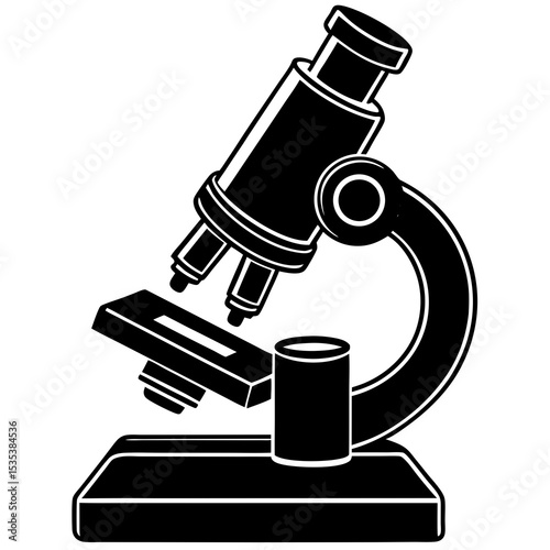 "Microscope Vector Illustration | Generative AI & Linocut Silhouette Design"