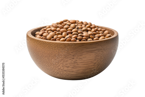 Lentils in Wooden Bowl: A rustic wooden bowl overflows with a generous helping of brown lentils, symbolizing health and wholesome nourishment.