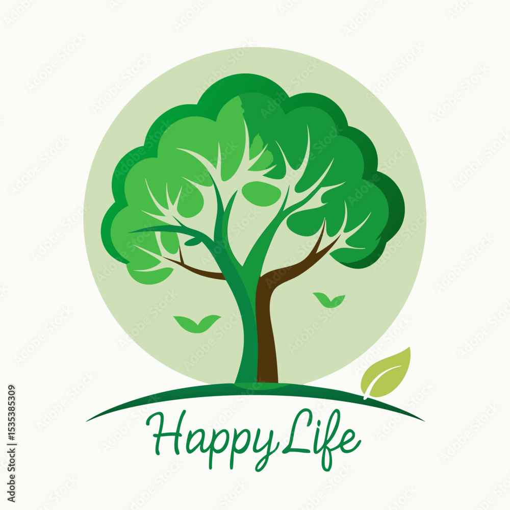 Obraz premium vector tree with green leaves logo