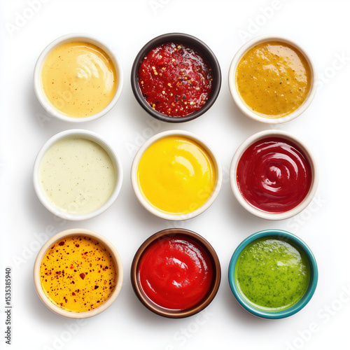 Wallpaper Mural Assortment of Colorful Dipping Sauces , white background cut out PNG Torontodigital.ca