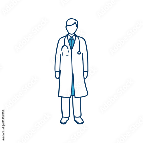 Full-length doctor icon, ideal for representing healthcare professionals and medical practices in healthcare settings  