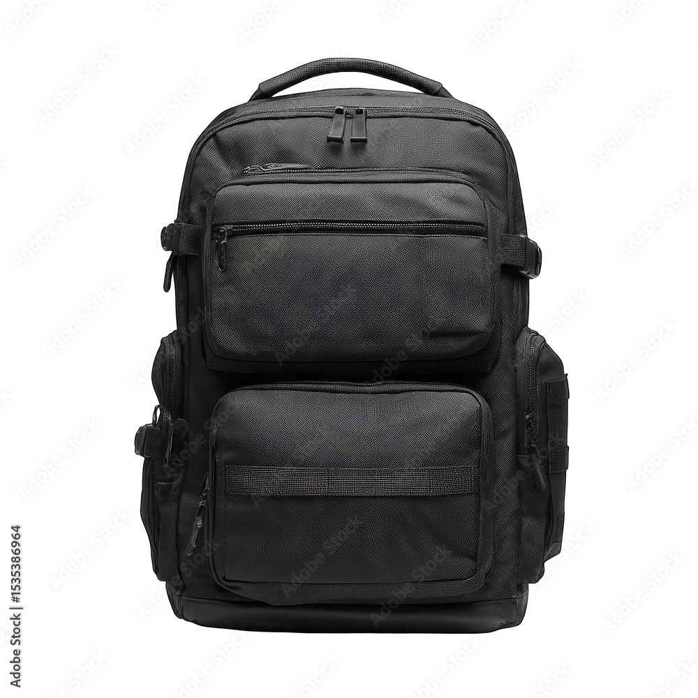 Naklejka premium Black backpack with multiple pockets