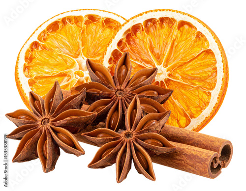 Star Anise and Dried Orange Slices for Holiday Spice Theme