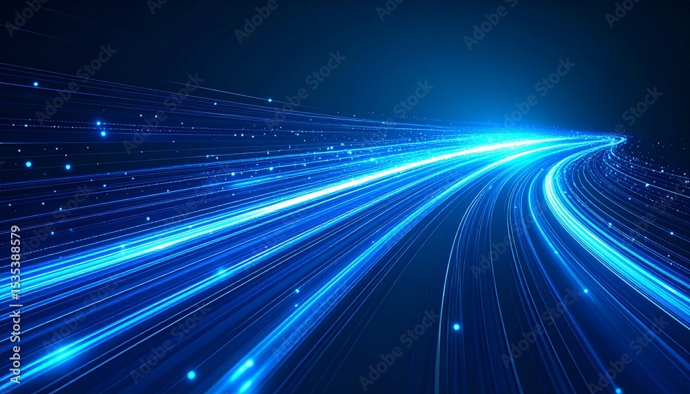 Obraz premium Cyber Data Stream with Pulsing Blue Energy
