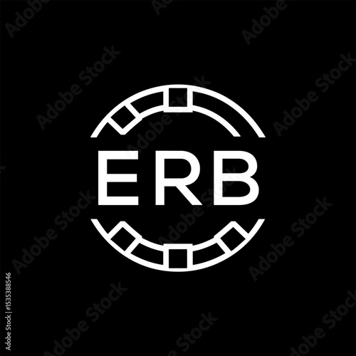 ERB Modern Tech Logo, Design – ERB Later Logo,  Futuristic Blue and White Circular Emblem on Black Background.
