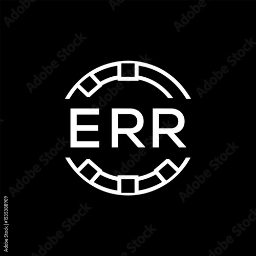 ERR Modern Tech Logo, Design – ERR Later Logo,  Futuristic Blue and White Circular Emblem on Black Background.
