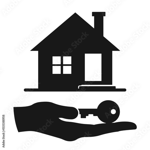 Silhouette of house and key in hand – property ownership and security