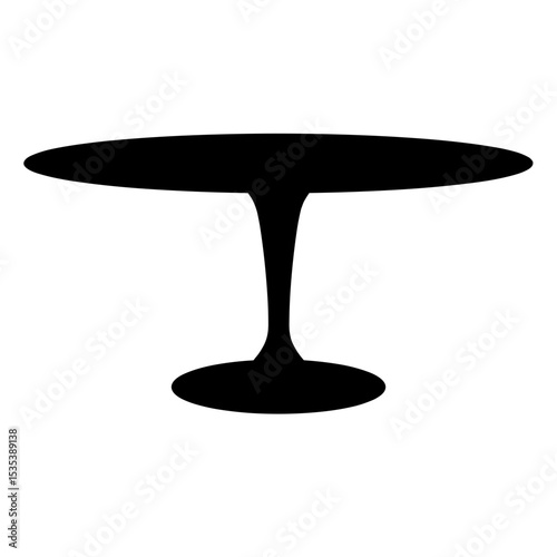 Round table silhouette with single support base, interior design balance