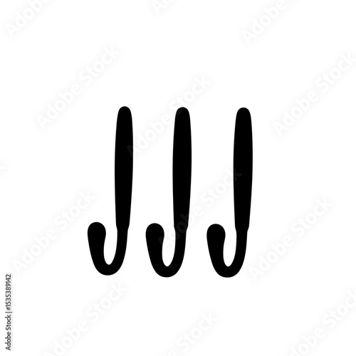 Black coat hooks silhouette on white background, minimalist home decor