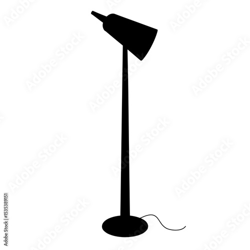 Silhouette floor lamp on white background, simplicity in lighting design