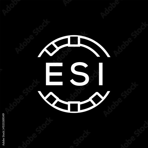 ESI Modern Tech Logo, Design – ESI Later Logo,  Futuristic Blue and White Circular Emblem on Black Background.
