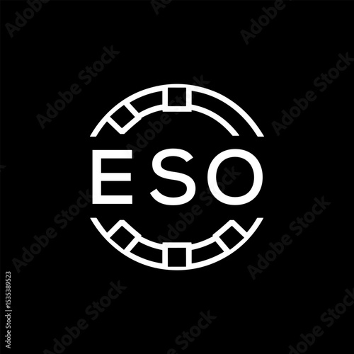 ESO Modern Tech Logo, Design – ESO Later Logo,  Futuristic Blue and White Circular Emblem on Black Background.
