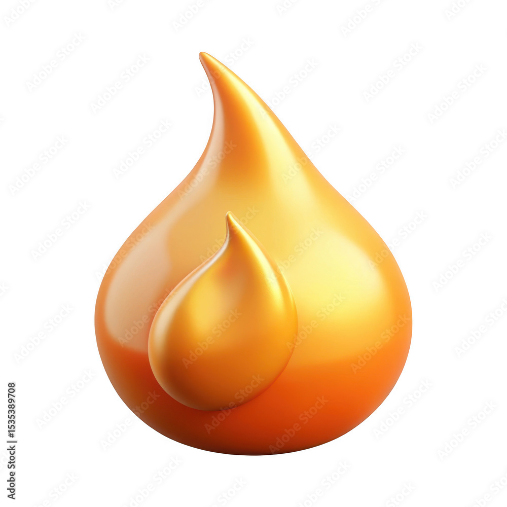 3d realistic golden oil droplet flame icon isolated on transparent background 3d realistic golden oil droplet flame icon isolated on transparent background